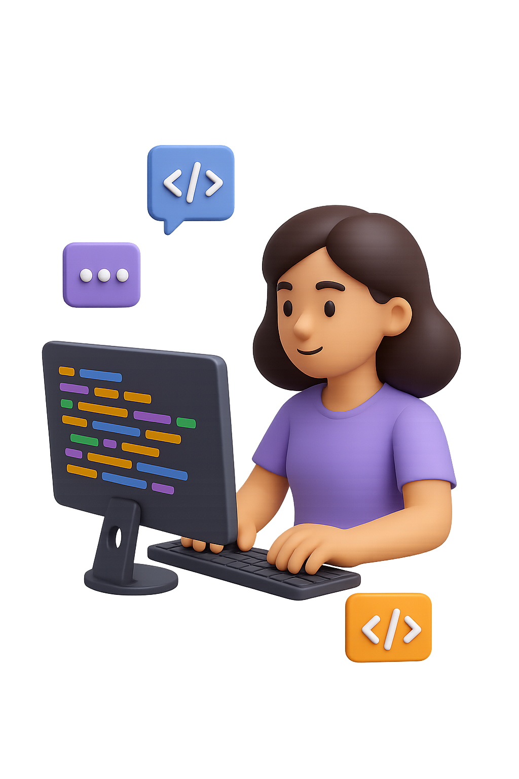 a girl doing coding